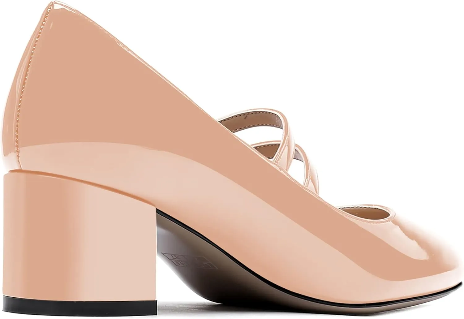 WAYDERNS Women's Adjustable Strap Mary Jane Round Toe Patent Low Chunky Heel Pumps Shoes 2 Inch