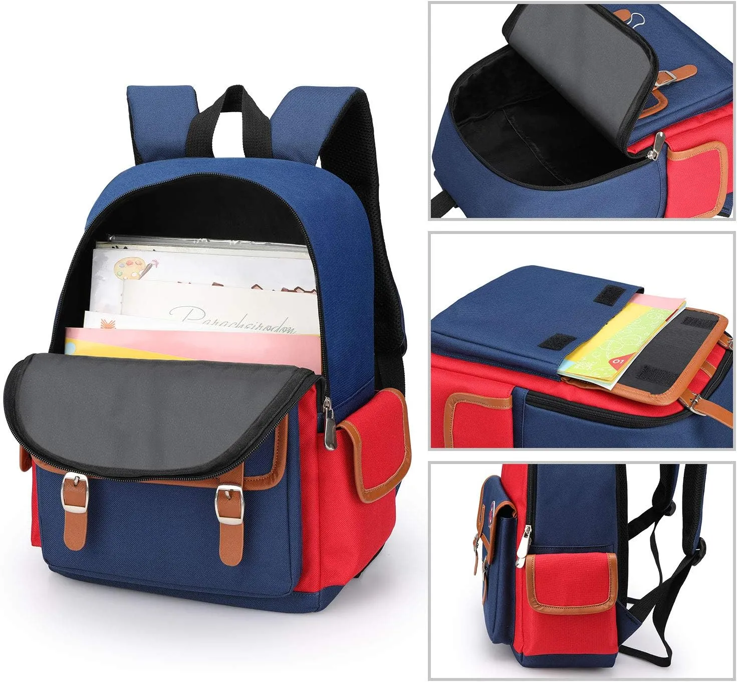 weiatas Kids Backpack Children Bookbag Preschool Kindergarten Elementary School Bag for Girls Boys (Red-blue, Small)