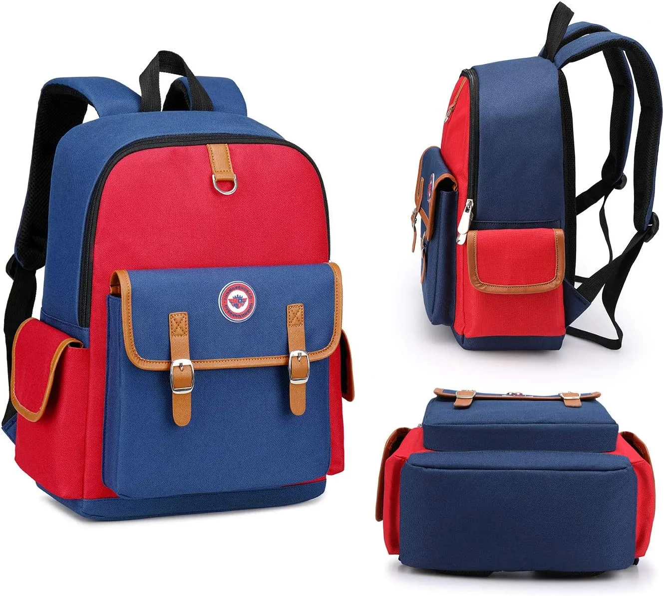 weiatas Kids Backpack Children Bookbag Preschool Kindergarten Elementary School Bag for Girls Boys (Red-blue, Small)