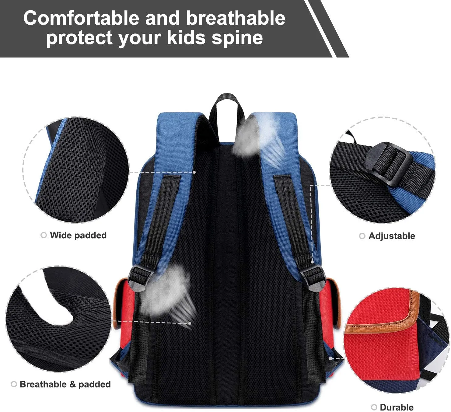 weiatas Kids Backpack Children Bookbag Preschool Kindergarten Elementary School Bag for Girls Boys (Red-blue, Small)