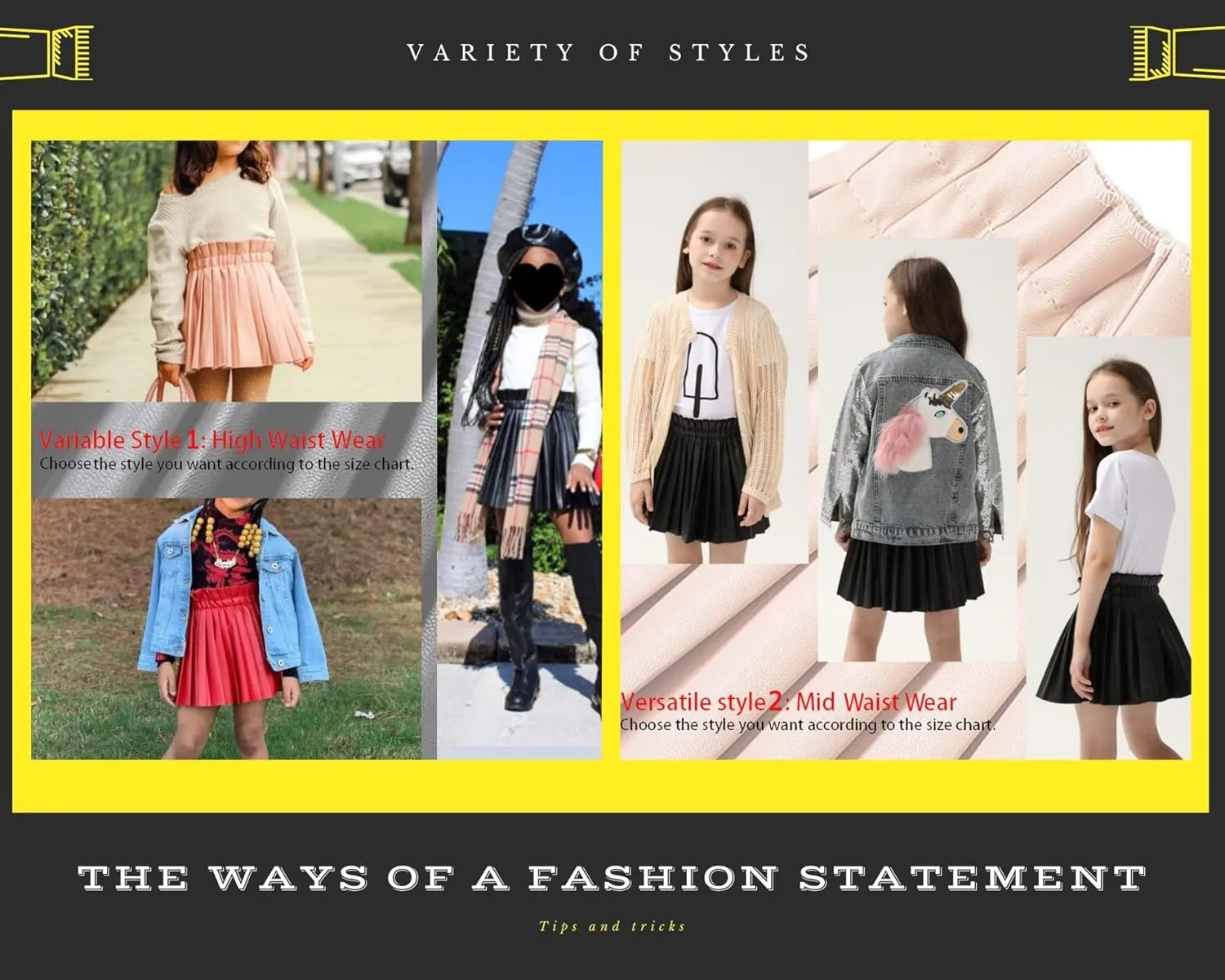 WELAKEN Pu Leather Skirts for Girls Kids & Teen & Toddler & Women Faux Leather Pleated Skirts