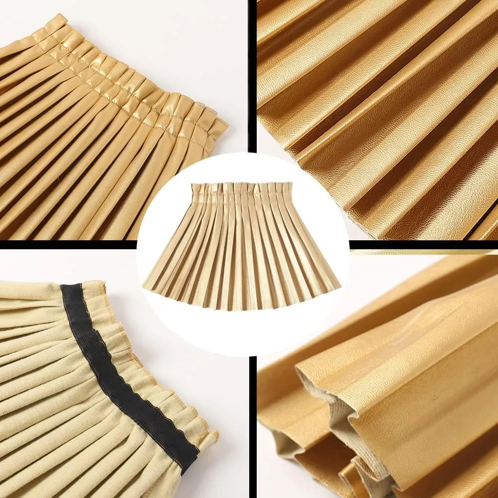 WELAKEN Pu Leather Skirts for Girls Kids & Teen & Toddler & Women Faux Leather Pleated Skirts