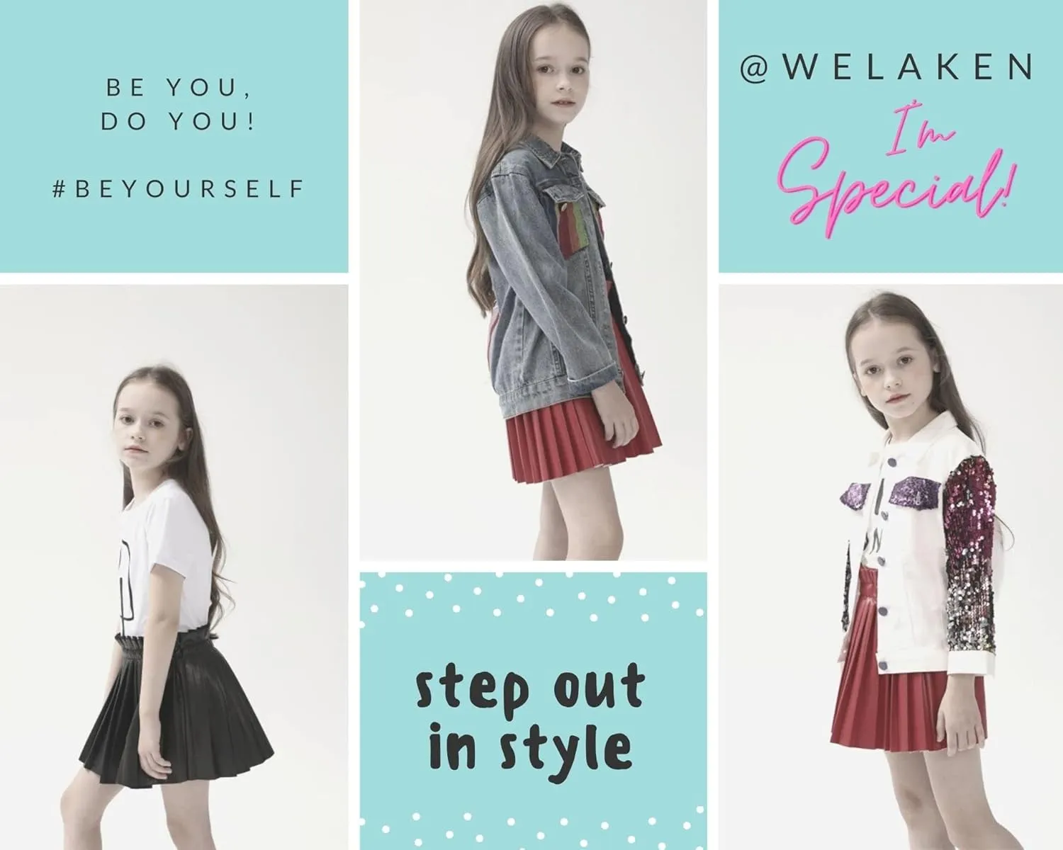 WELAKEN Pu Leather Skirts for Girls Kids & Teen & Toddler & Women Faux Leather Pleated Skirts