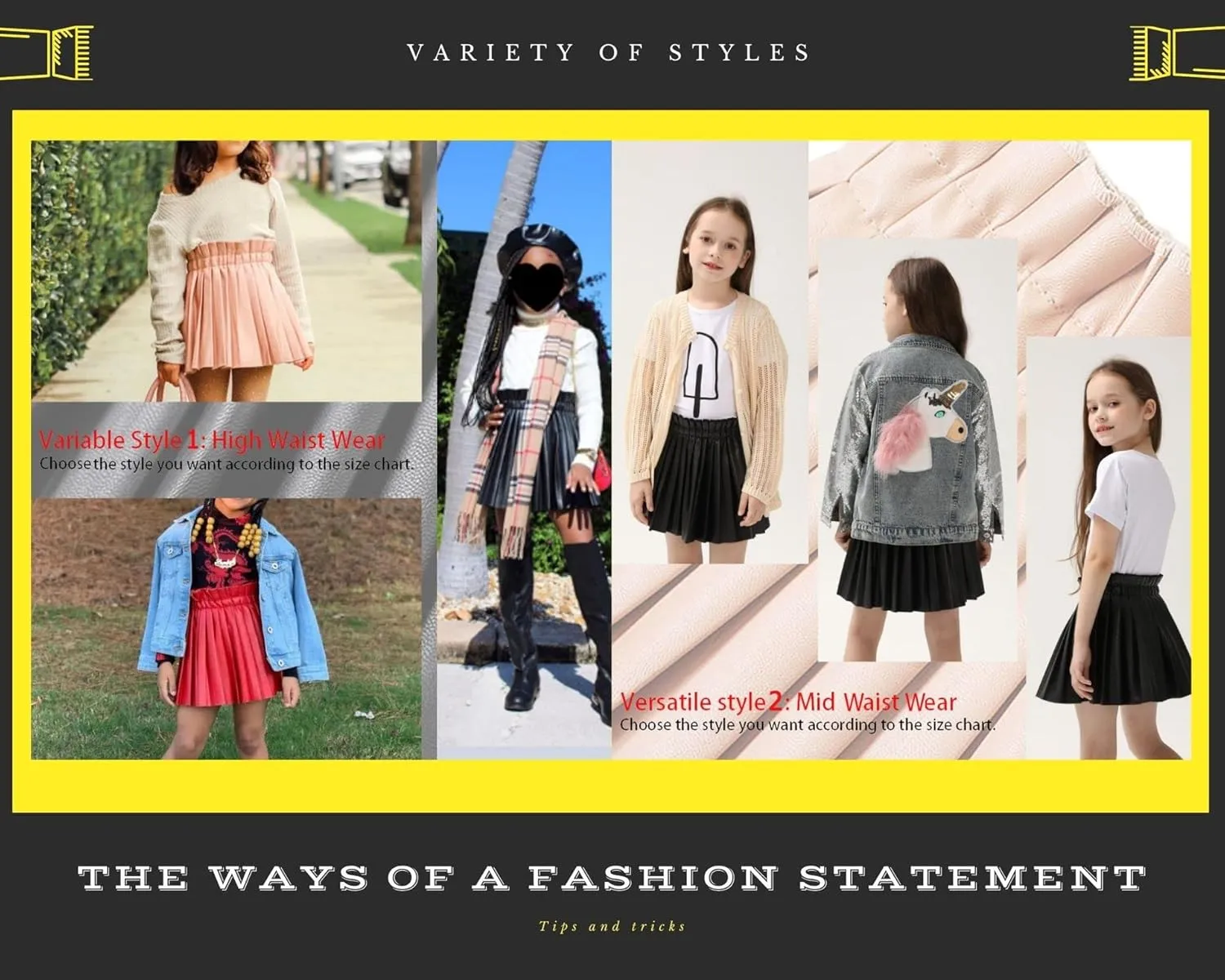 WELAKEN Pu Leather Skirts for Girls Kids & Teen & Toddler & Women Faux Leather Pleated Skirts