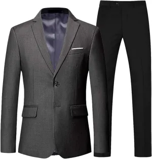 Wemaliyzd Men's Regular Fit 2 Piece Business Suit 2 Buttons Prom Dinner Suit Pants