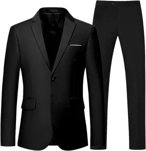 Wemaliyzd Men's Regular Fit 2 Piece Business Suit 2 Buttons Prom Dinner Suit Pants