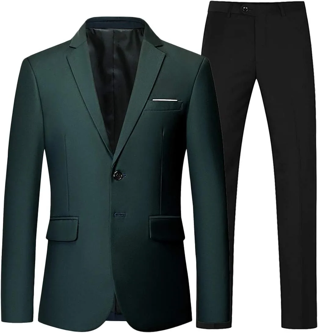Wemaliyzd Men's Regular Fit 2 Piece Business Suit 2 Buttons Prom Dinner Suit Pants