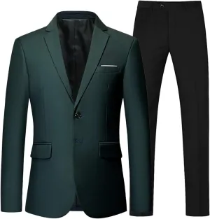 Wemaliyzd Men's Regular Fit 2 Piece Business Suit 2 Buttons Prom Dinner Suit Pants