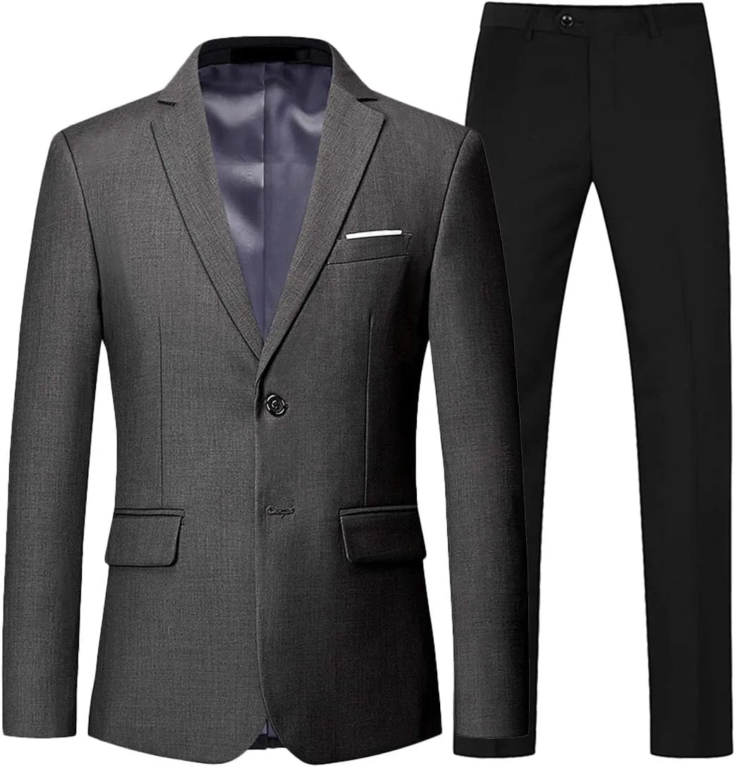 Wemaliyzd Men's Regular Fit 2 Piece Business Suit 2 Buttons Prom Dinner Suit Pants