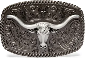 Western Longhorn Texas Bull Buckle-Large, For Rodeo Cowboy Men & Cowgirl Women