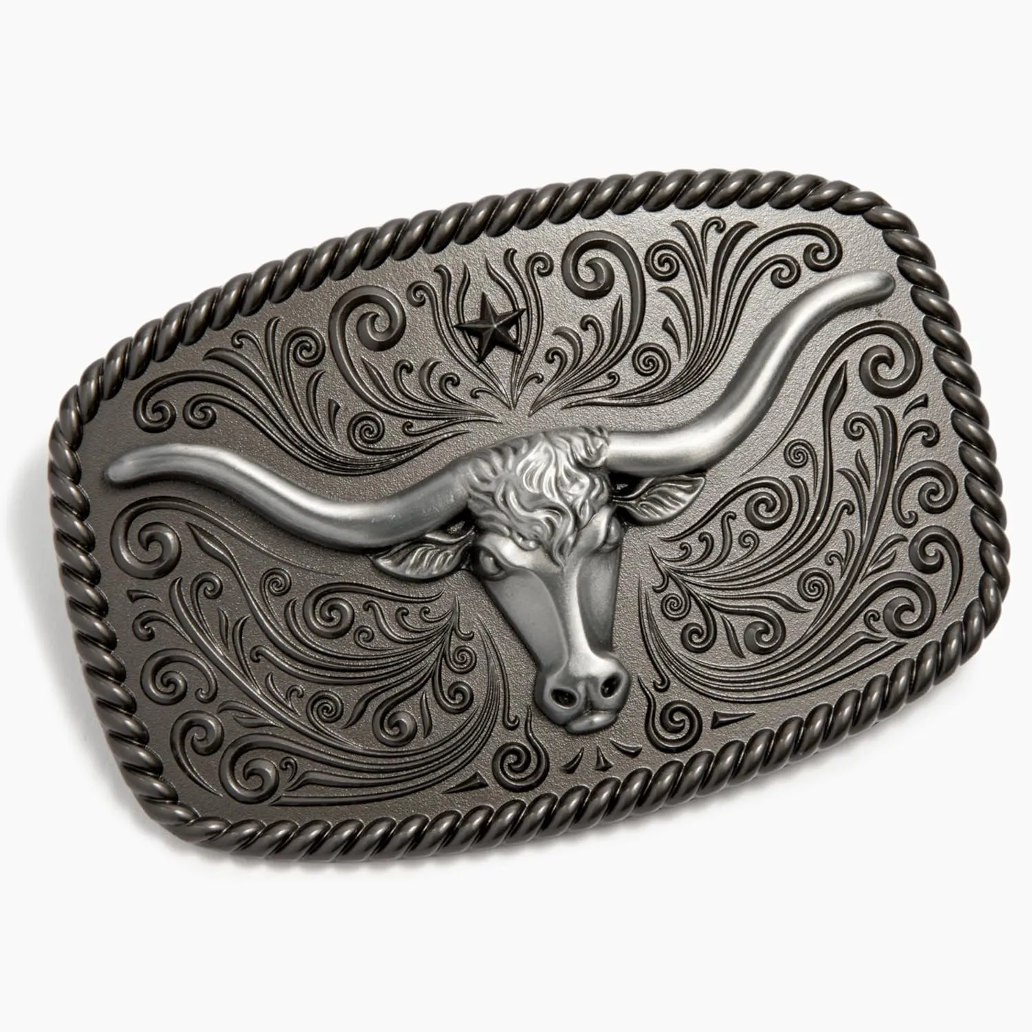 Western Longhorn Texas Bull Buckle-Large, For Rodeo Cowboy Men & Cowgirl Women