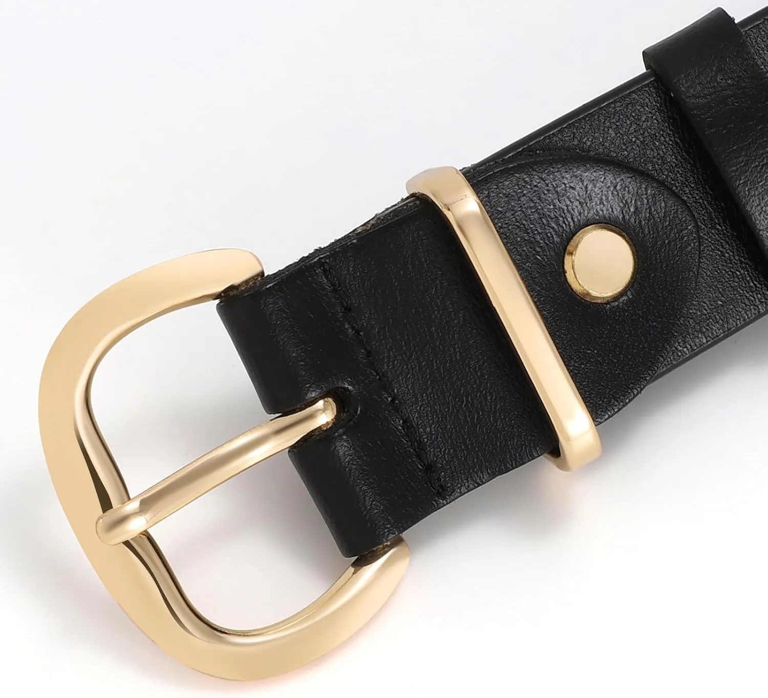 WHIPPY Women Leather Belt for Jeans Pants Dresses Black Ladies Waist Belt with Pin Buckle