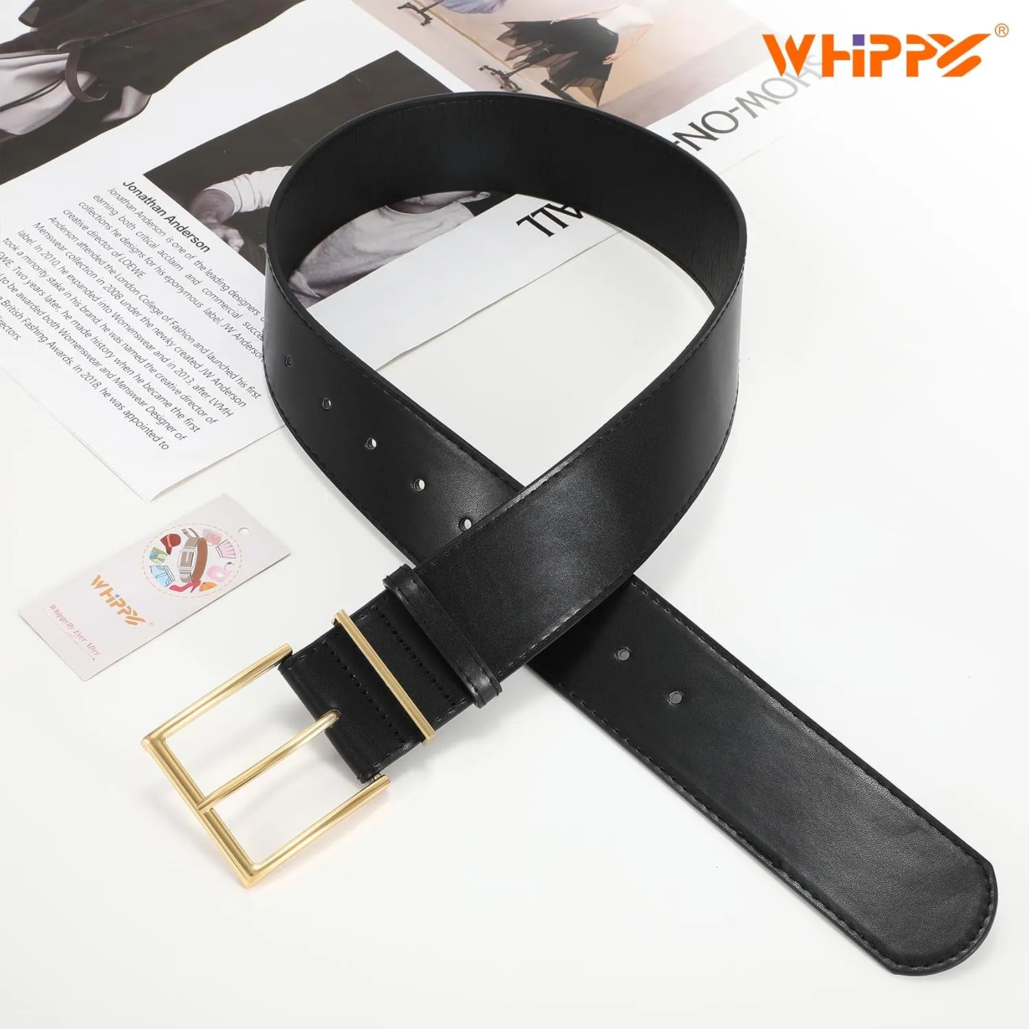 WHIPPY Women Wide Leather Waist Belts for Dresses Pants Fashion Leather Waistband for Women with Gold Buckle