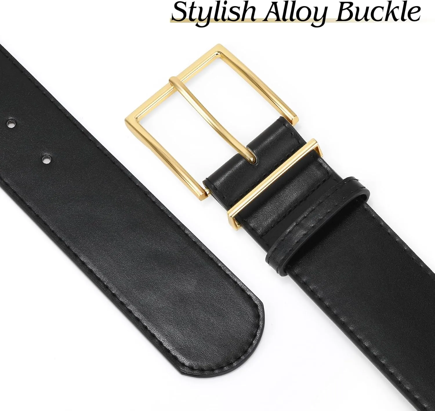 WHIPPY Women Wide Leather Waist Belts for Dresses Pants Fashion Leather Waistband for Women with Gold Buckle