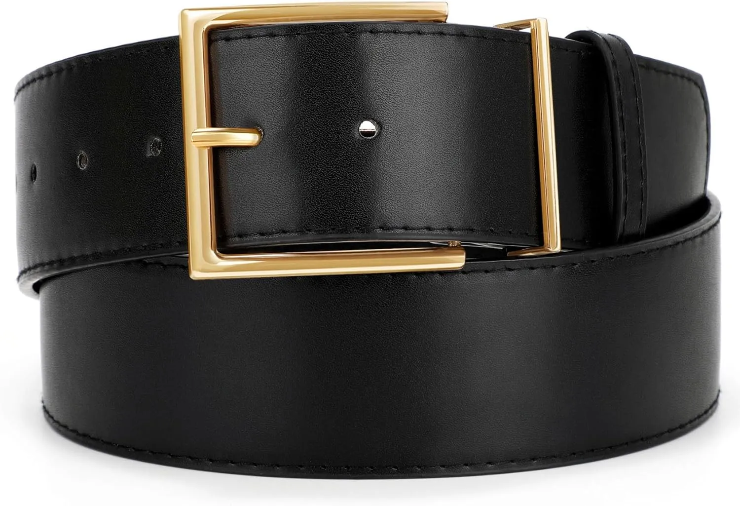 WHIPPY Women Wide Leather Waist Belts for Dresses Pants Fashion Leather Waistband for Women with Gold Buckle