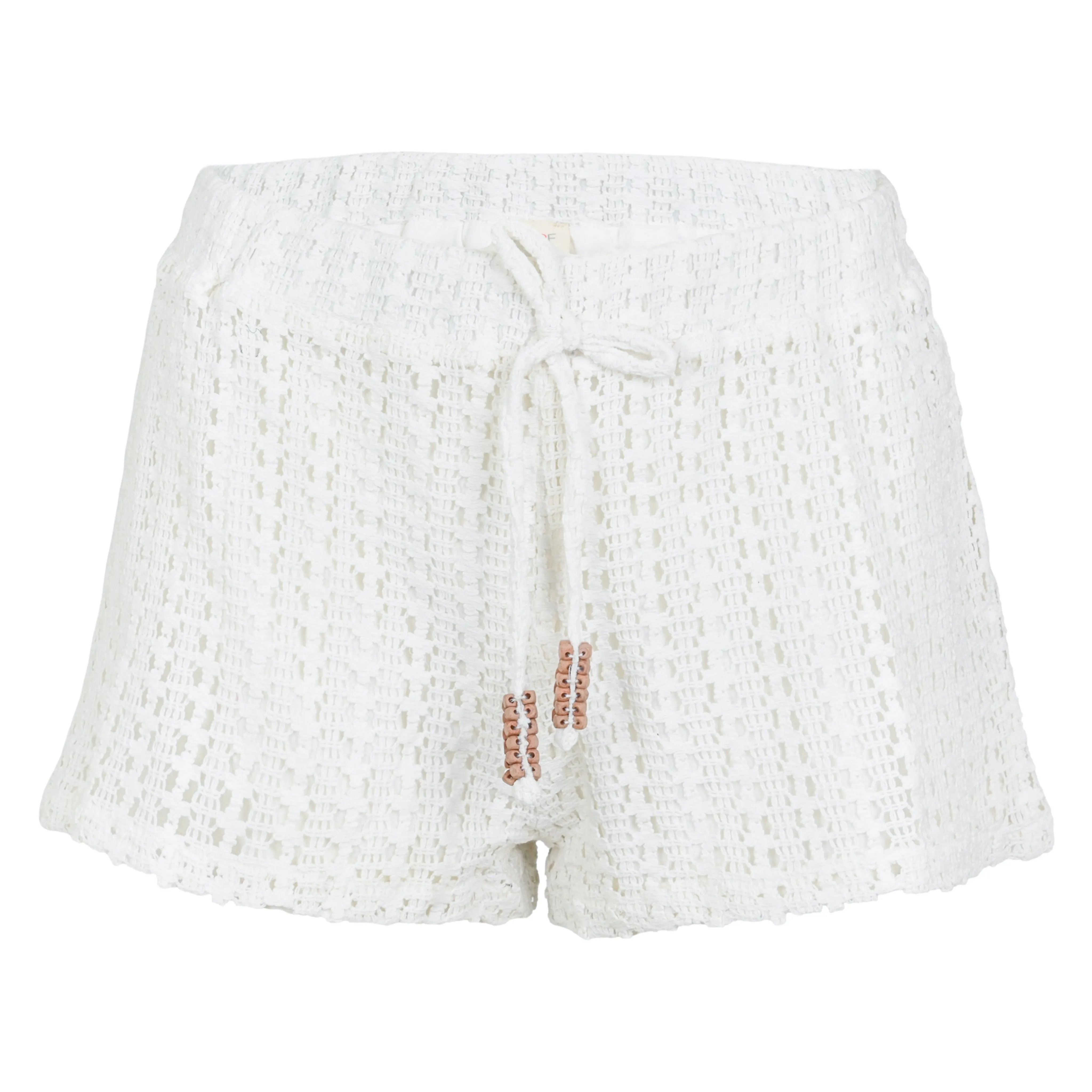 White Vertical Stripe Crochet Short