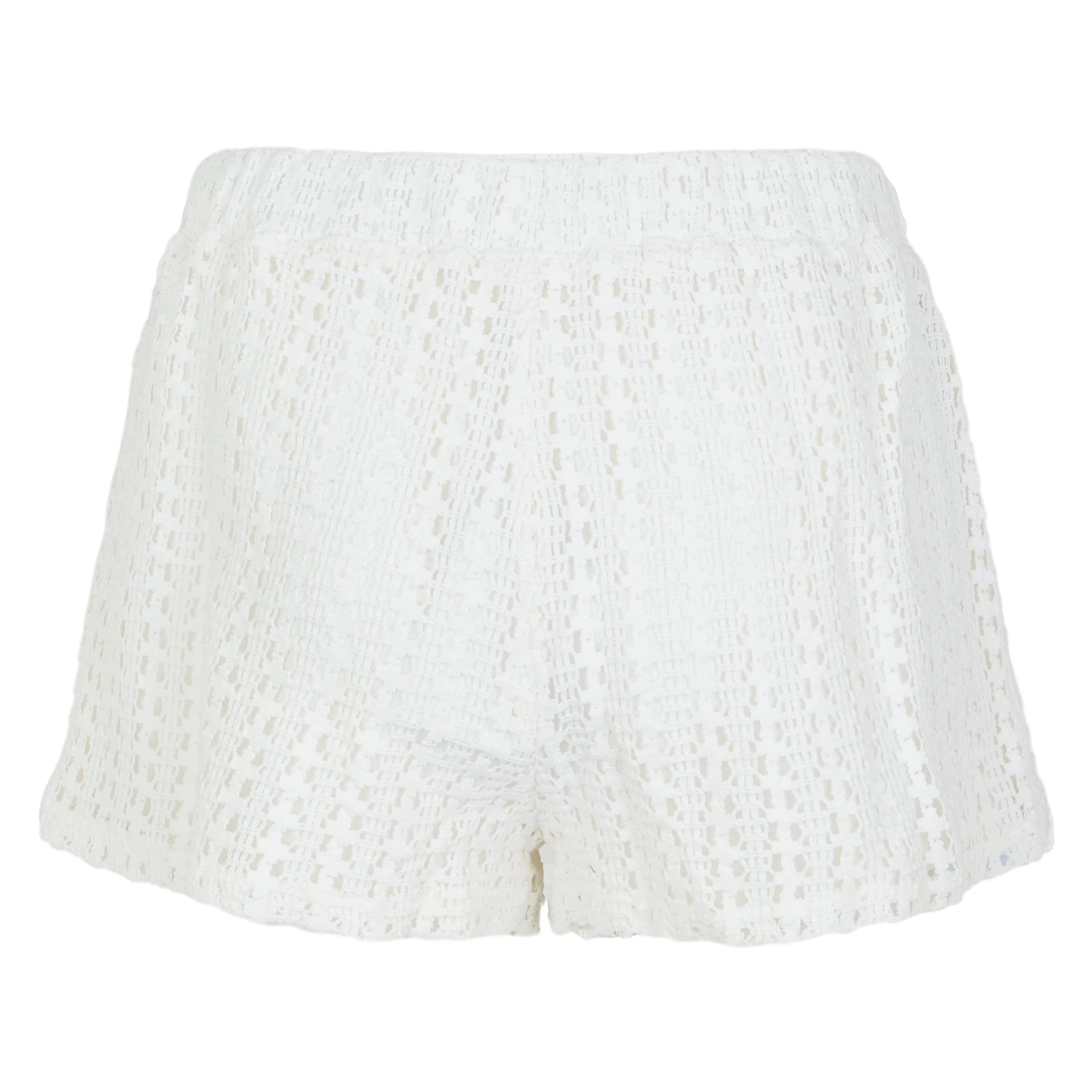 White Vertical Stripe Crochet Short
