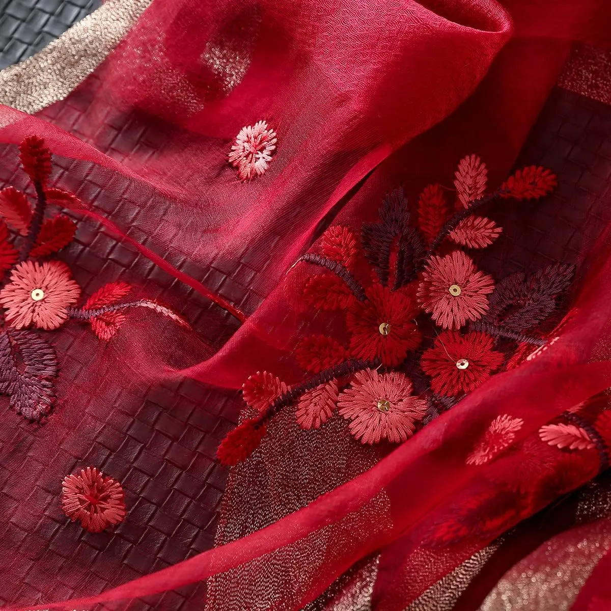 WINCESS.YU Silk Scarf for Women Lightweight Shawls and Wraps for Weddings Fashion Pashmina Shawl Embroidered Scarves