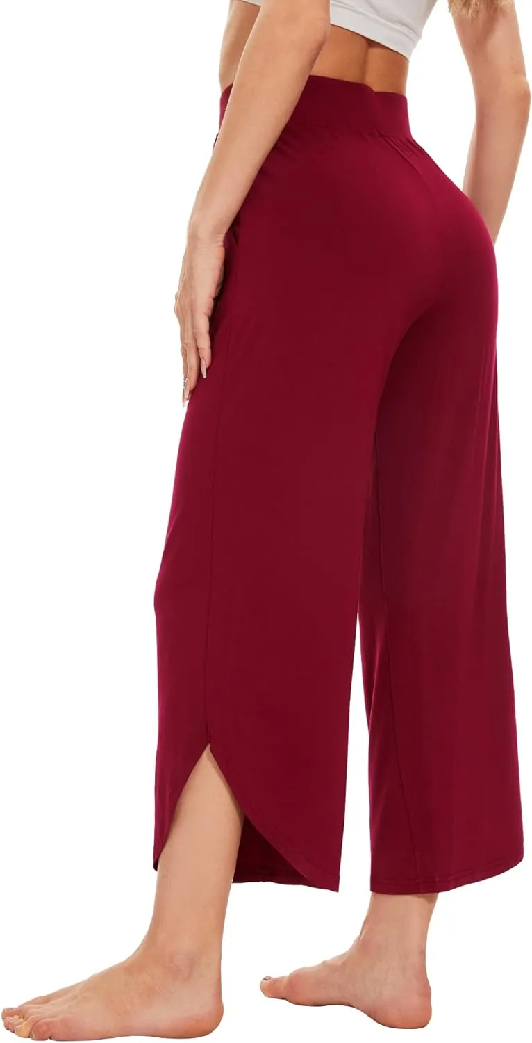 WiWi Viscose from Bamboo Pajama Bottoms Wide Leg Capri Pj Pants for Women Soft Lounge High Waist Cool Sweatpants S-XXL