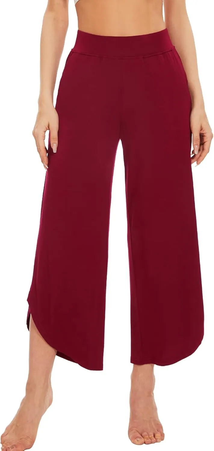 WiWi Viscose from Bamboo Pajama Bottoms Wide Leg Capri Pj Pants for Women Soft Lounge High Waist Cool Sweatpants S-XXL
