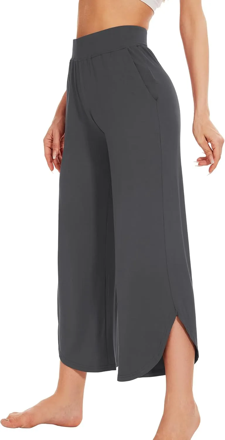 WiWi Viscose from Bamboo Pajama Bottoms Wide Leg Capri Pj Pants for Women Soft Lounge High Waist Cool Sweatpants S-XXL