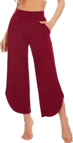 WiWi Viscose from Bamboo Pajama Bottoms Wide Leg Capri Pj Pants for Women Soft Lounge High Waist Cool Sweatpants S-XXL