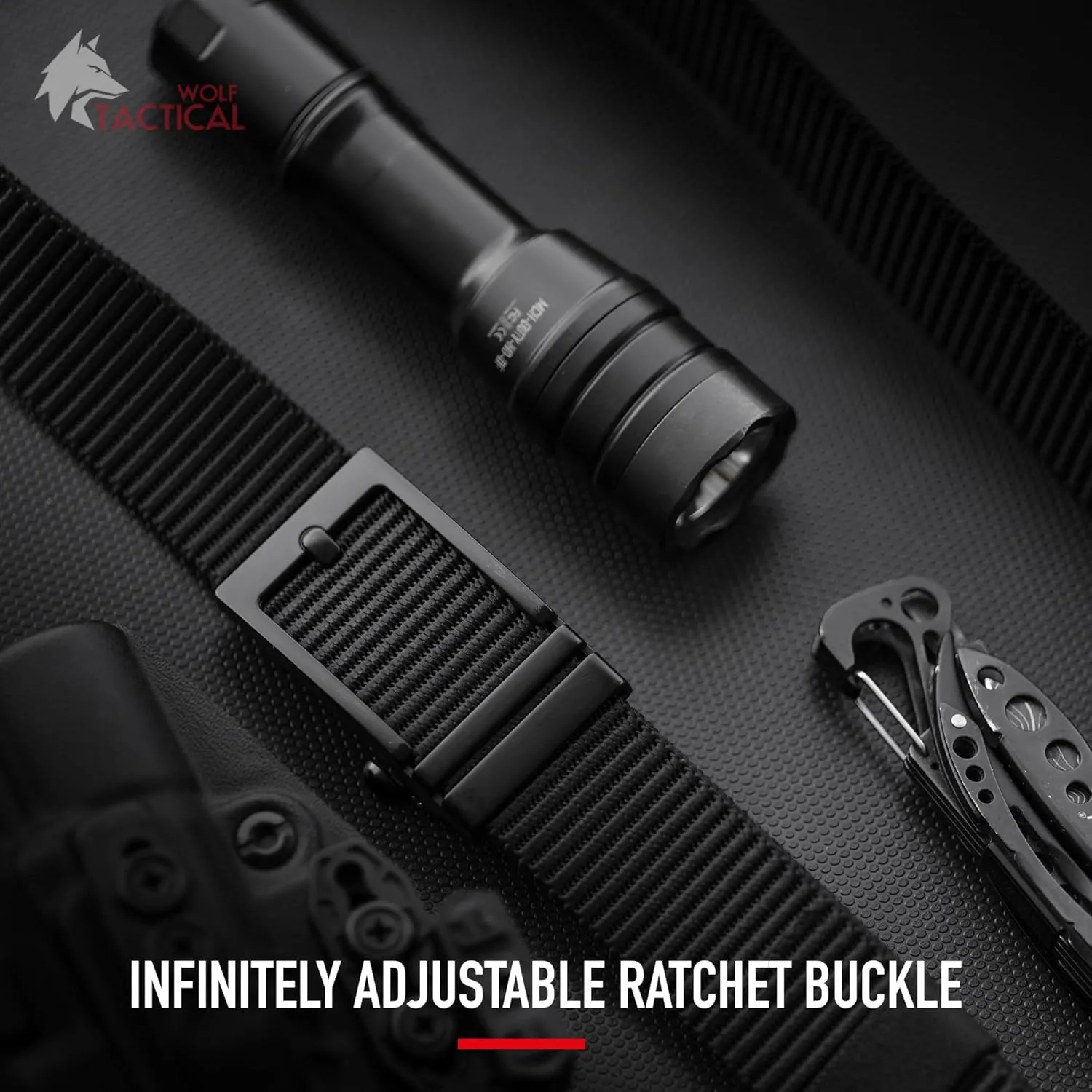 WOLF TACTICAL Ratchet EDC Belt – 1.5” Tactical Gun Belt for Concealed Carry CCW Infinitely Adjustable Nylon