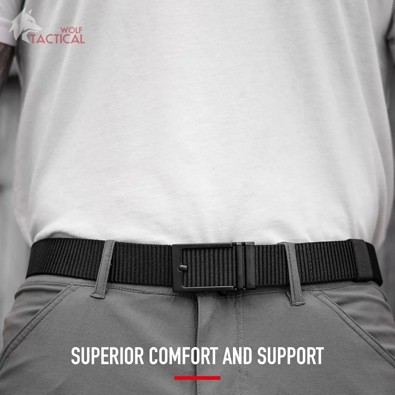 WOLF TACTICAL Ratchet EDC Belt – 1.5” Tactical Gun Belt for Concealed Carry CCW Infinitely Adjustable Nylon