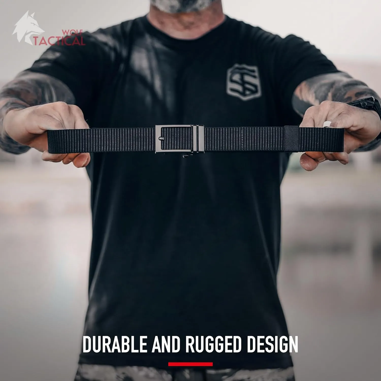WOLF TACTICAL Ratchet EDC Belt – 1.5” Tactical Gun Belt for Concealed Carry CCW Infinitely Adjustable Nylon