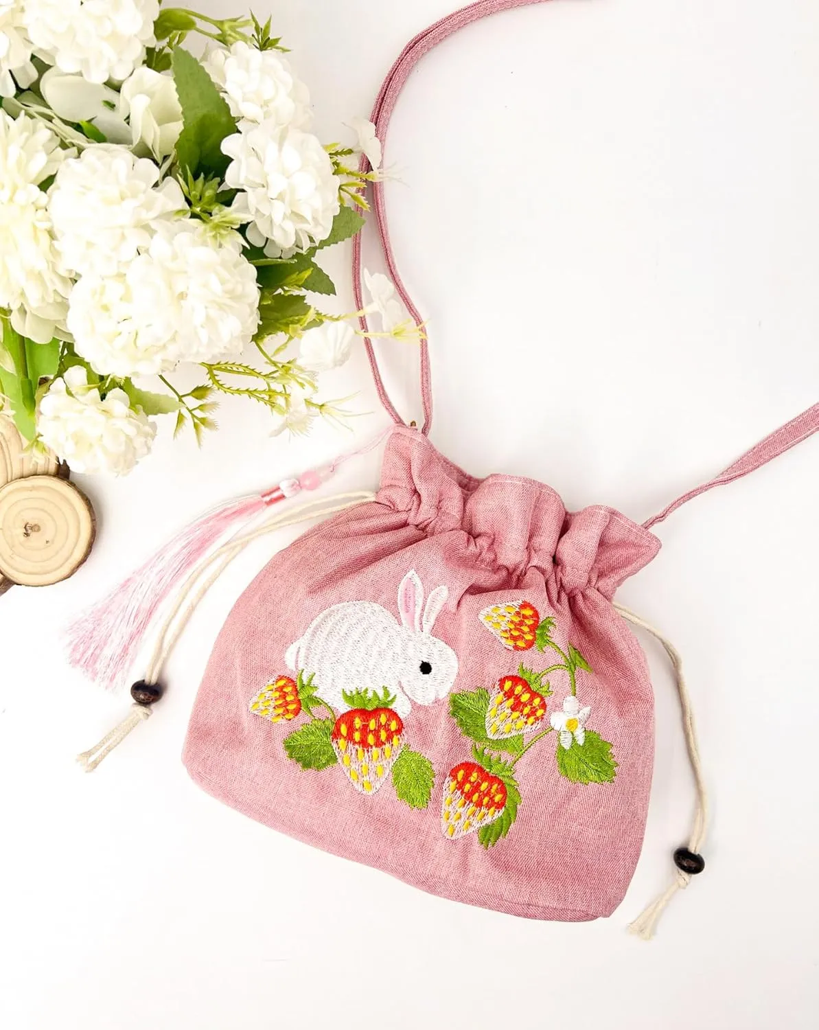 Women Chinese Hanfu Bag Floral Animal Embroidered Cloud Crossbody Drawstring Handbag Purse For Wedding Travel Daily