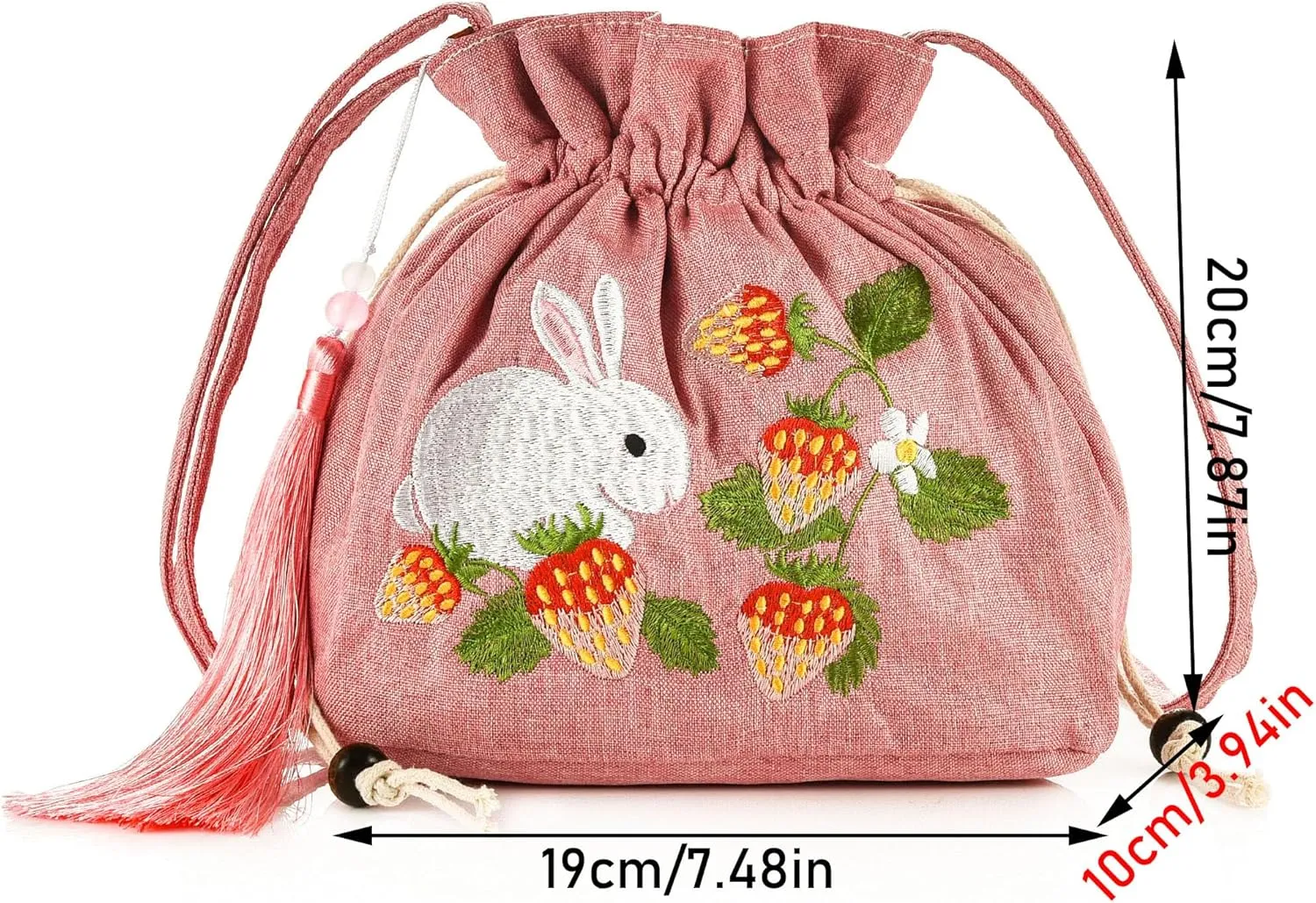 Women Chinese Hanfu Bag Floral Animal Embroidered Cloud Crossbody Drawstring Handbag Purse For Wedding Travel Daily