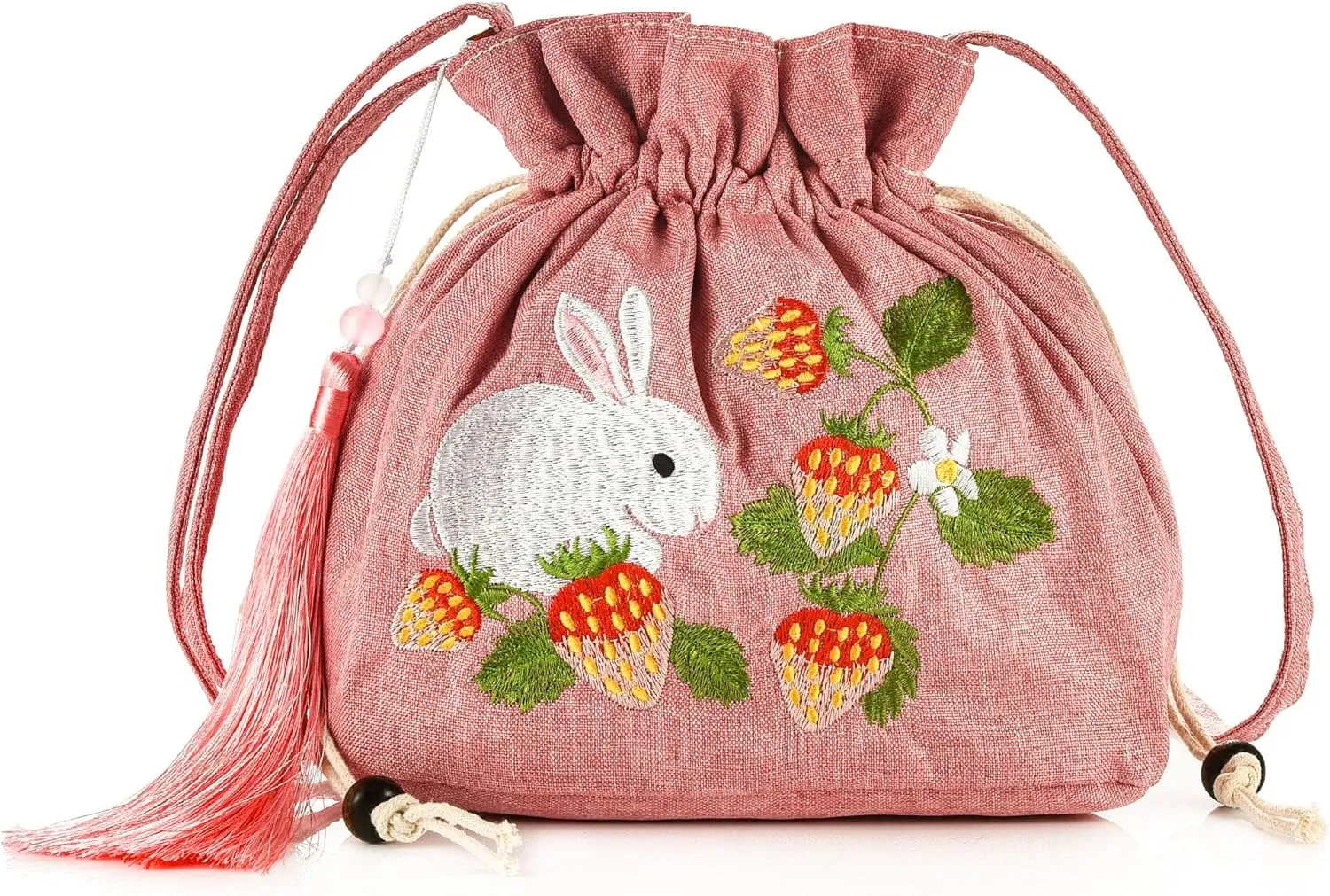 Women Chinese Hanfu Bag Floral Animal Embroidered Cloud Crossbody Drawstring Handbag Purse For Wedding Travel Daily