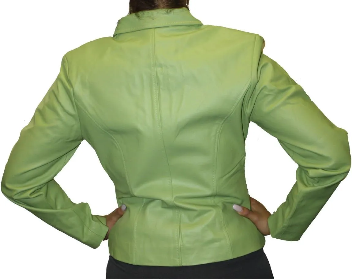 Women Genuine Soft napa Leather Short Fitted Waist Zipper Closure Leather Jacket