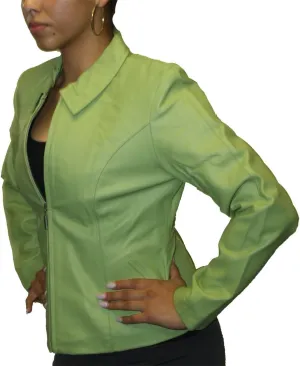 Women Genuine Soft napa Leather Short Fitted Waist Zipper Closure Leather Jacket