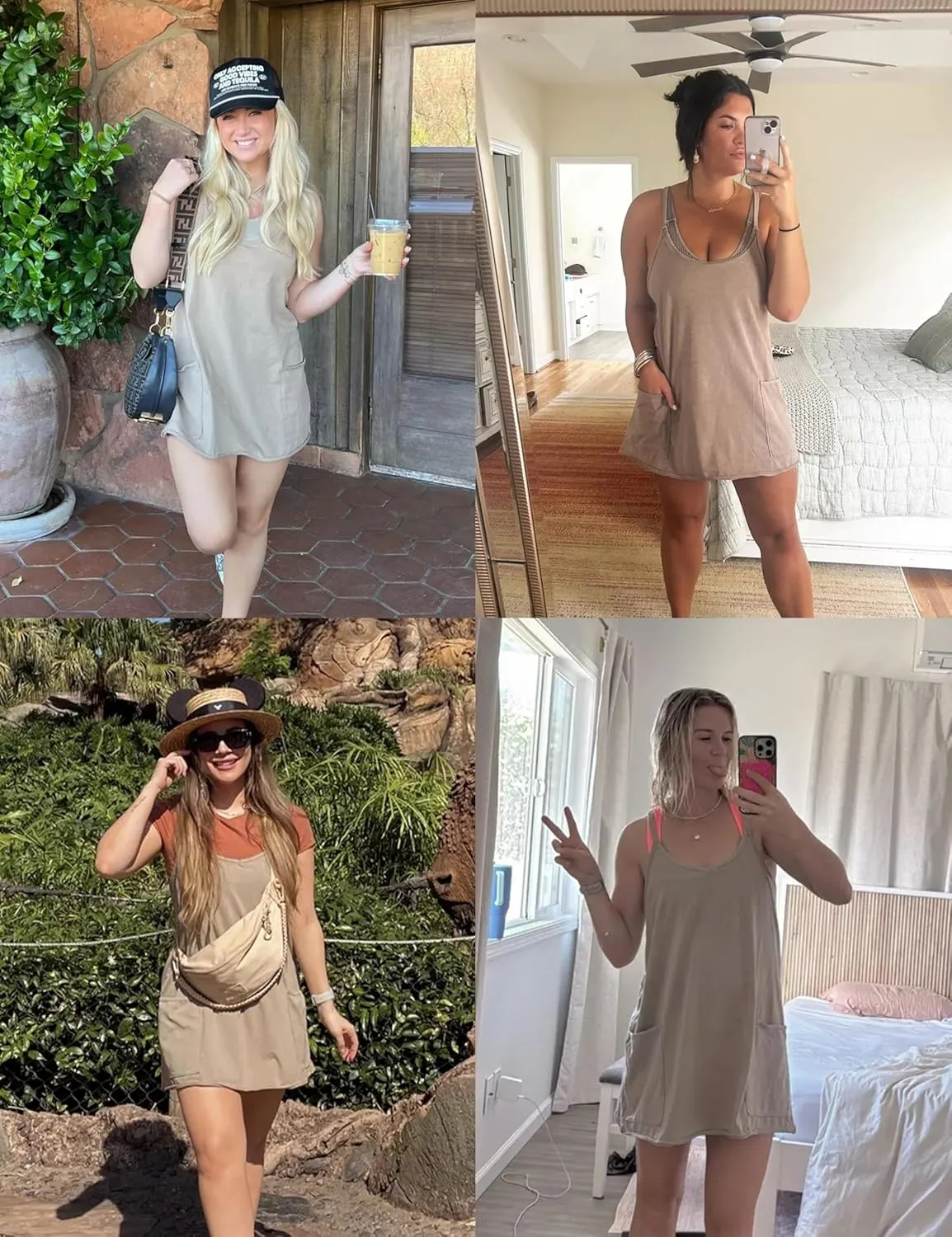 Women Sleeveless Athletic Dress Mini Dress Spaghetti Strap Sundress with Shorts
