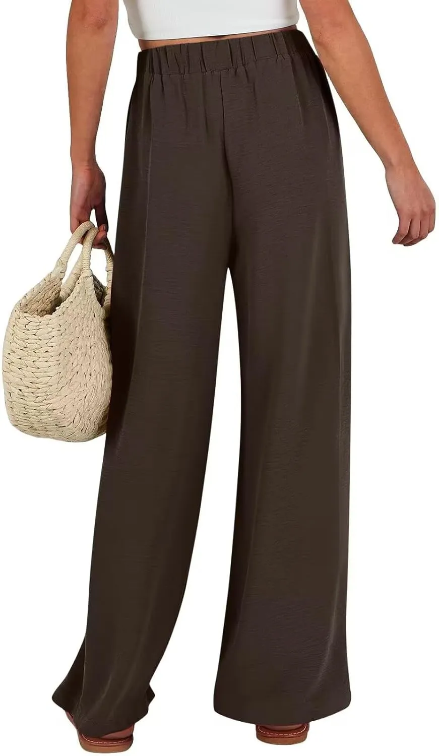 Women Wide Leg Pants 2025 Summer High Waist Casual Trousers with Belt Loose Lounge Beach Travel Vacation Clothes