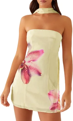 Women Y2K Floral Mini Tube Dress Strapless Backless Bodycon Short Dress Boho Sleeveless Bandeau Sundress Beachwear