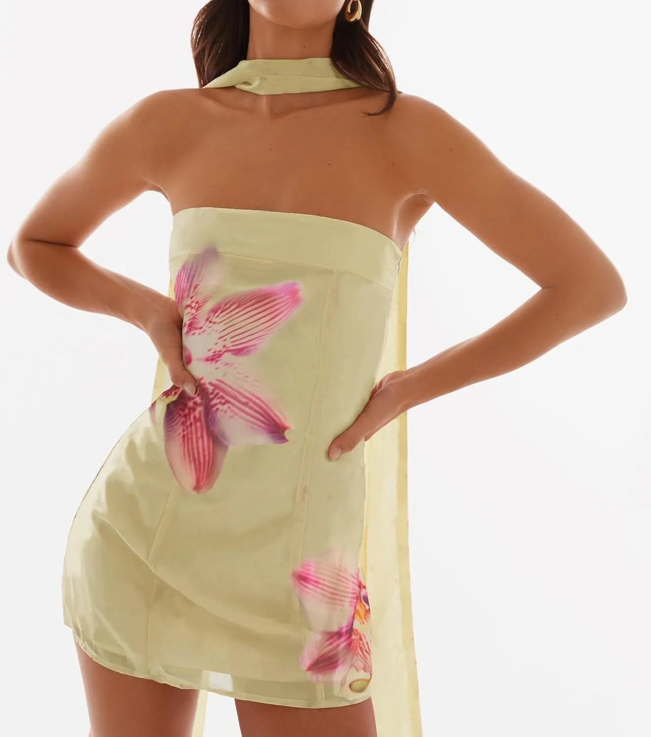 Women Y2K Floral Mini Tube Dress Strapless Backless Bodycon Short Dress Boho Sleeveless Bandeau Sundress Beachwear