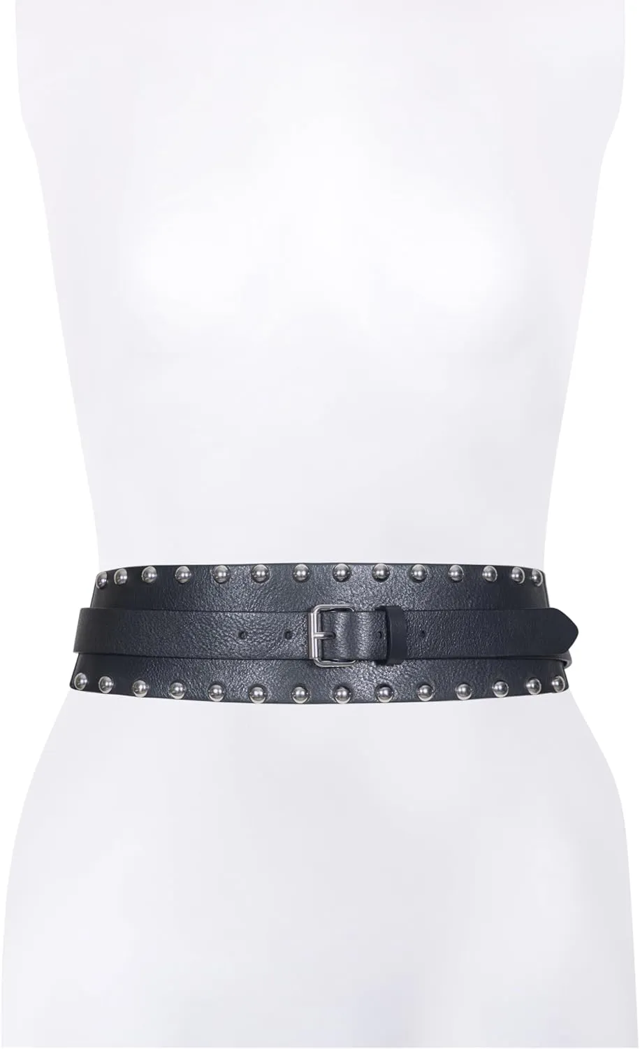 Women's 1 Inch Tapered Double Wrap Leather, Wide Belt with Roller Buckle