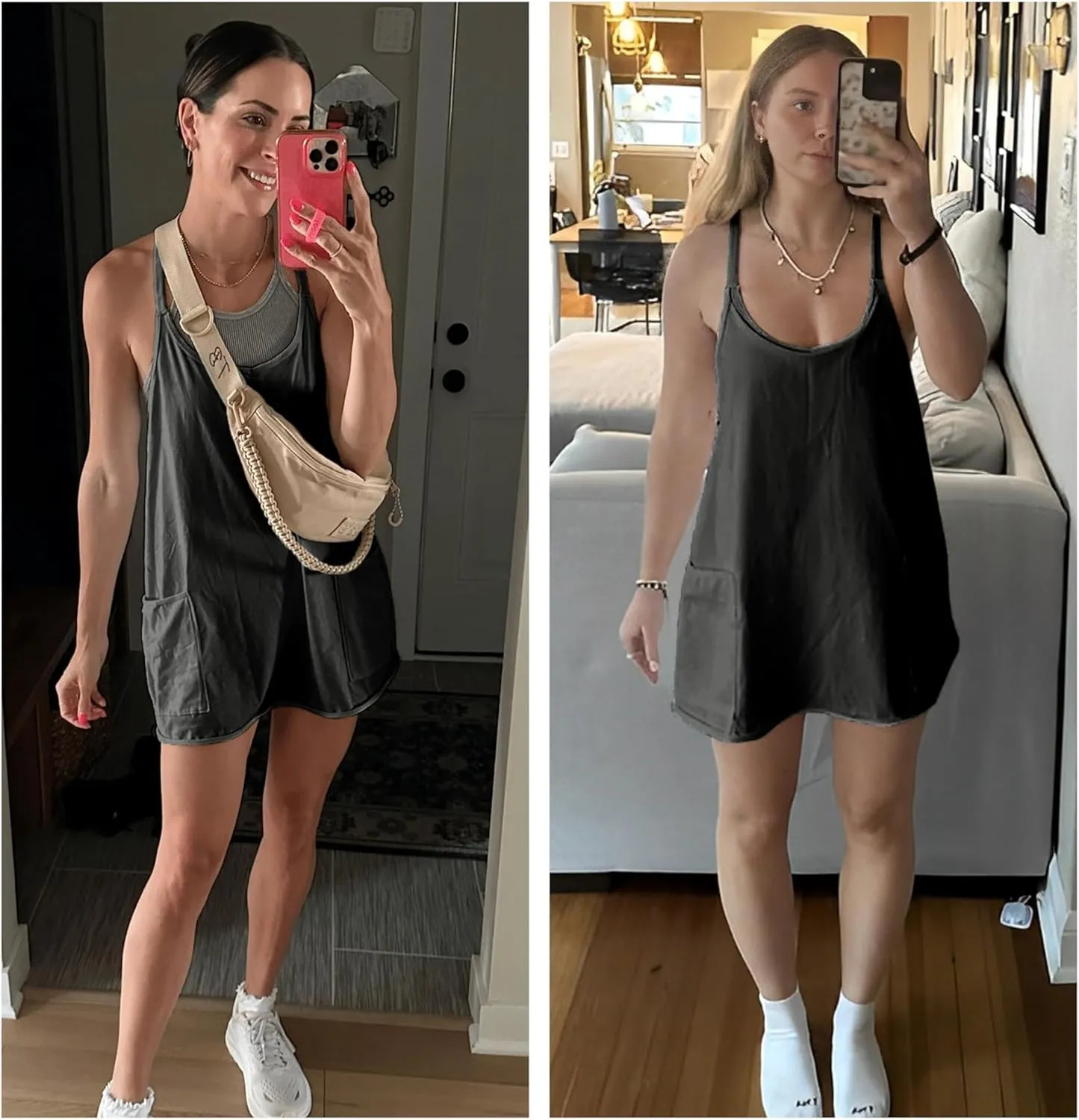Womens 2025 Summer Sleeveless Mini Dress Spaghetti Strap Sundress with Built-in Shorts Golf Athletic Dresses