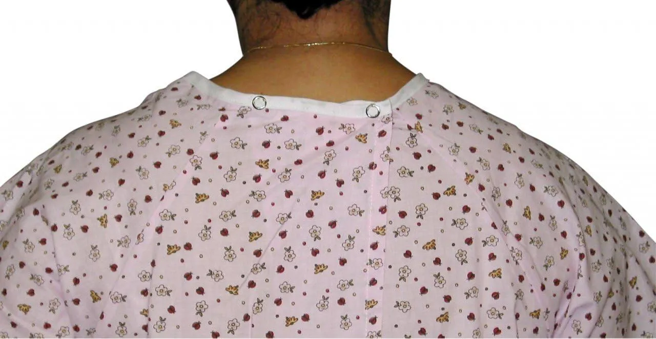 Womens Adaptive Hospital Style Shoulder-Wrap Cotton Nightgown-Assorted Prints (M)