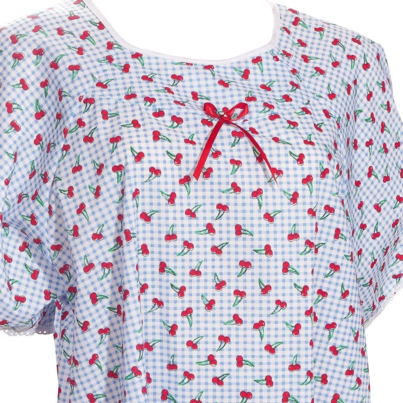 Womens Adaptive Hospital Style Shoulder-Wrap Cotton Nightgown-Assorted Prints (M)