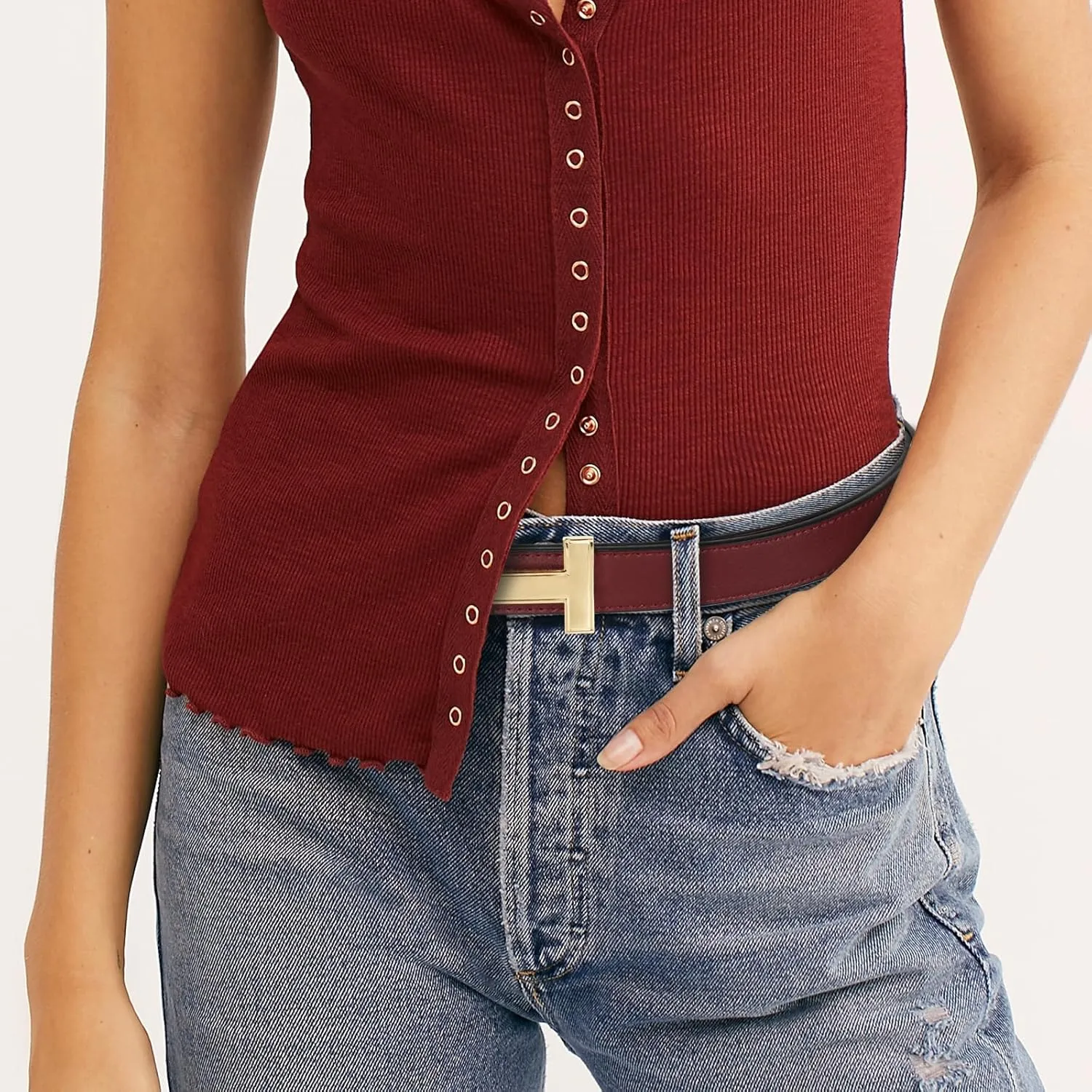 Women's Belts with Gold Buckle, Fashion Waist Band, Elegant Ladies' Belt, Gift for Women