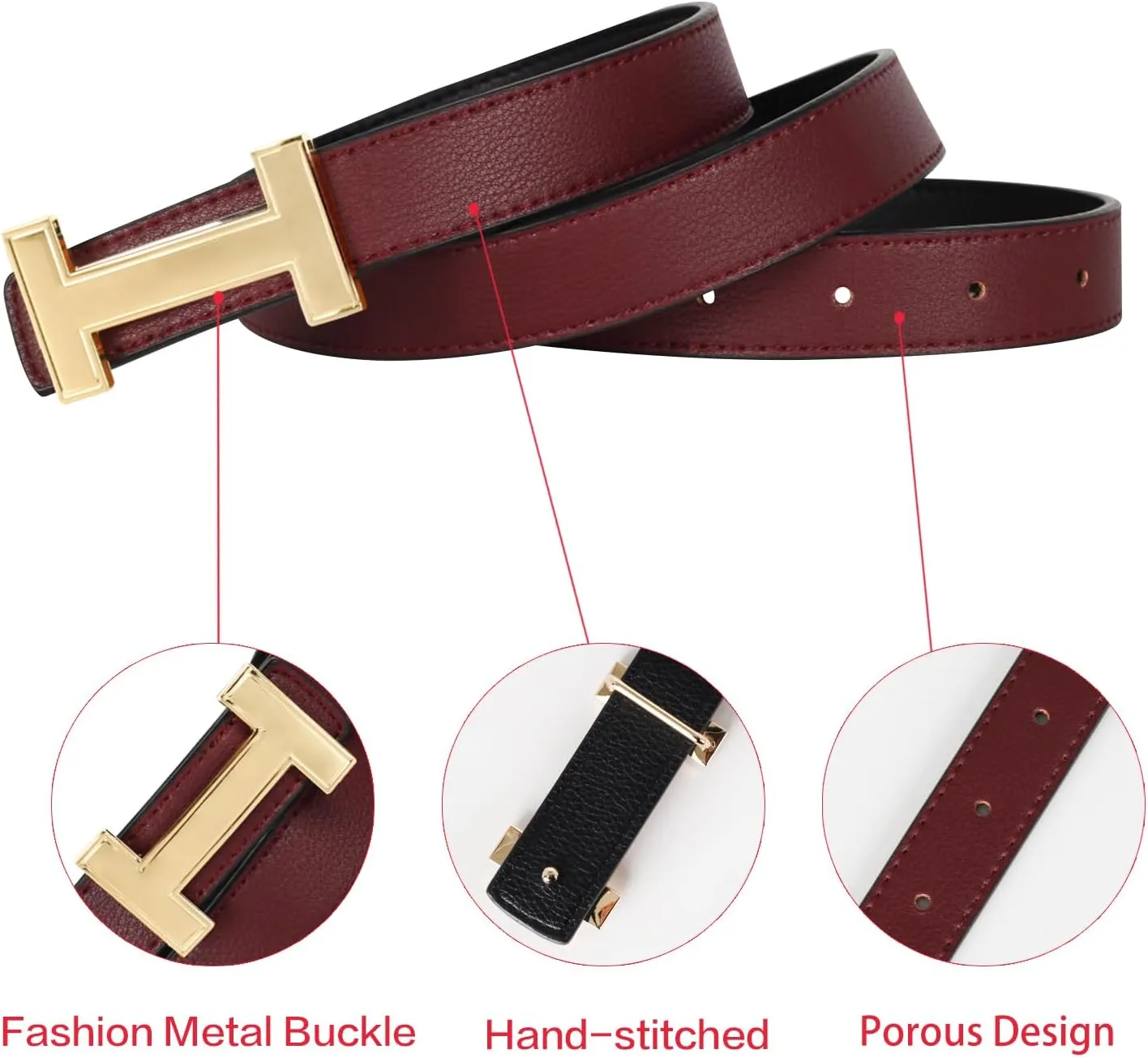 Women's Belts with Gold Buckle, Fashion Waist Band, Elegant Ladies' Belt, Gift for Women