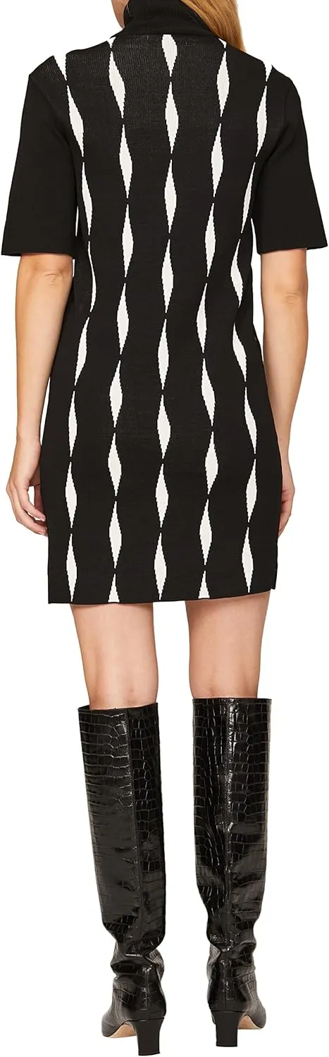Women's Black Print Sweater Dress
