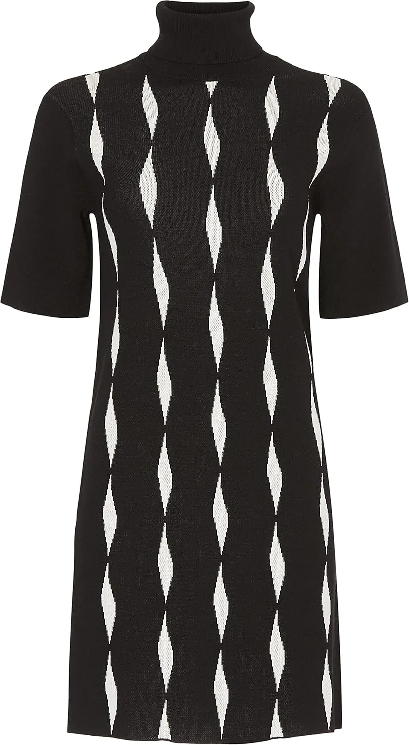 Women's Black Print Sweater Dress