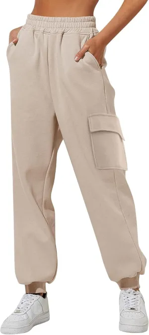 Womens Cargo Sweatpants Loose Sweatpants Comfortable High Waisted Jogging Athletic Joggers 4 Pockets Sporty Pants