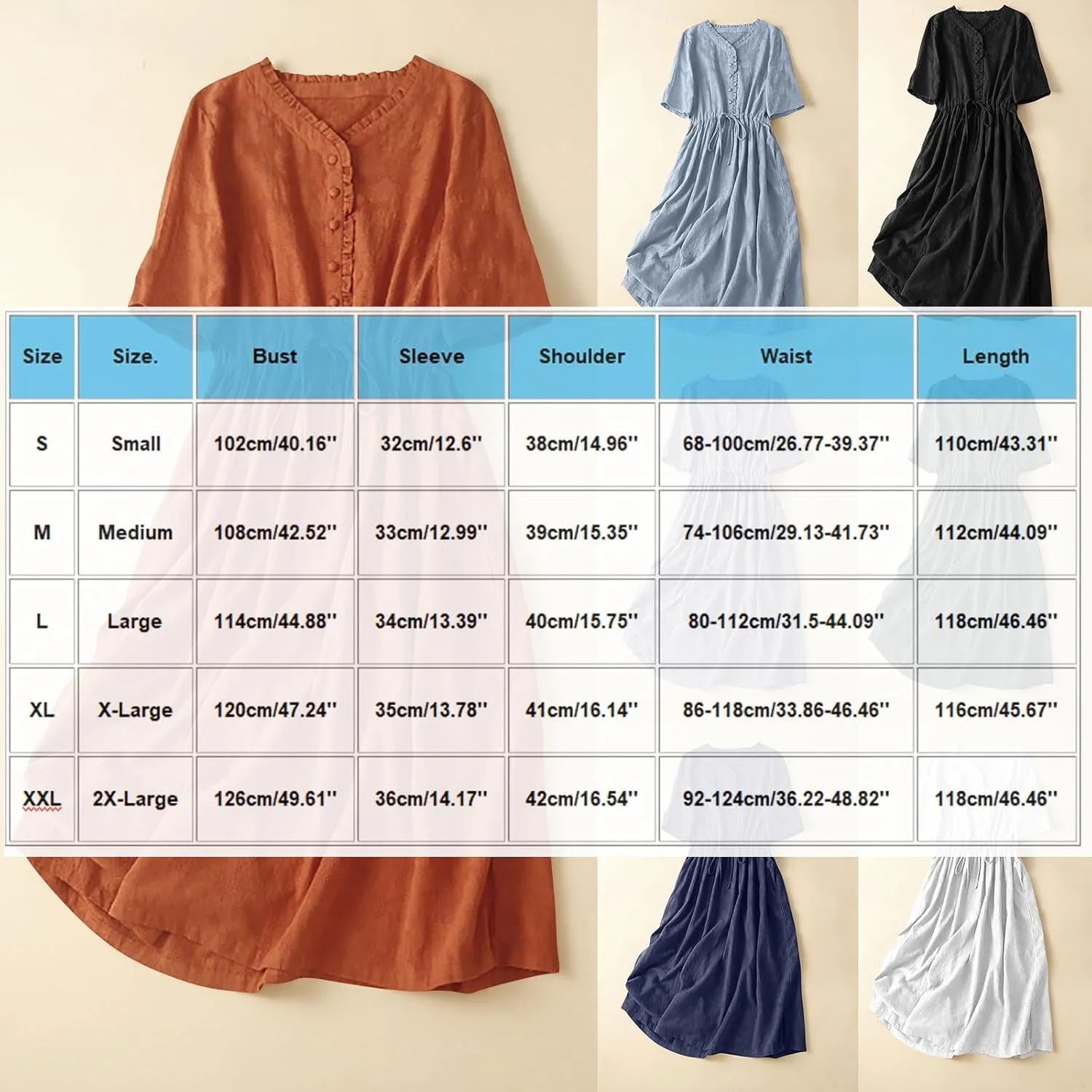 Women's Cotton Linen Dresses Summer Embroidered Sleeve A Line Comfy Cotton Maxi Dress Trendy Summer Vacation Clothes