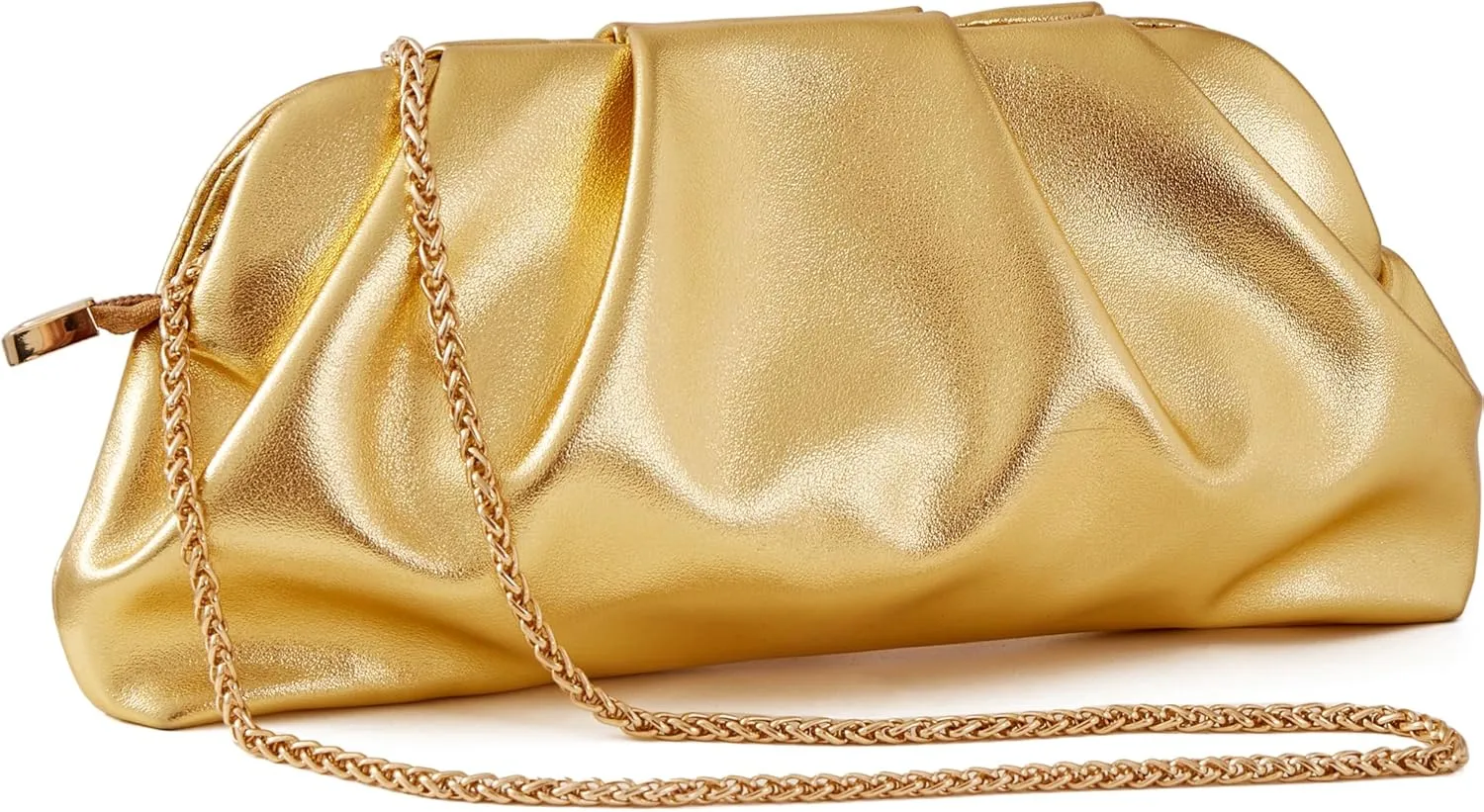 Women's Evening Bag Ruched Clutch Purse Detachable Chain Crossbody Bag