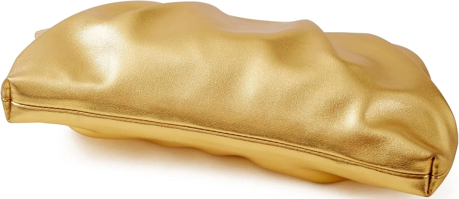 Women's Evening Bag Ruched Clutch Purse Detachable Chain Crossbody Bag